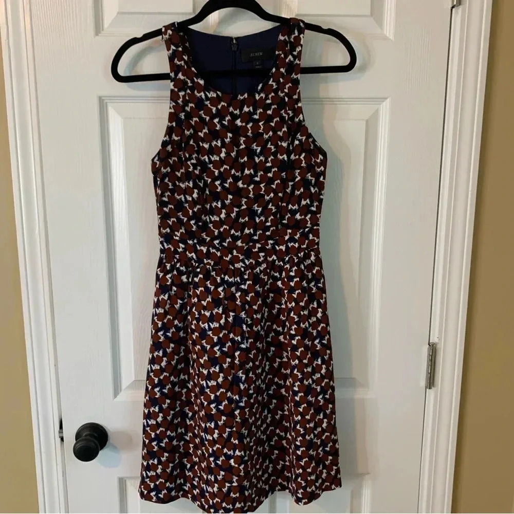 J.Crew Geometric Abstract Print Lined A-line Sleeveless High Neck Dress, size 0 - Picture 11 of 11
